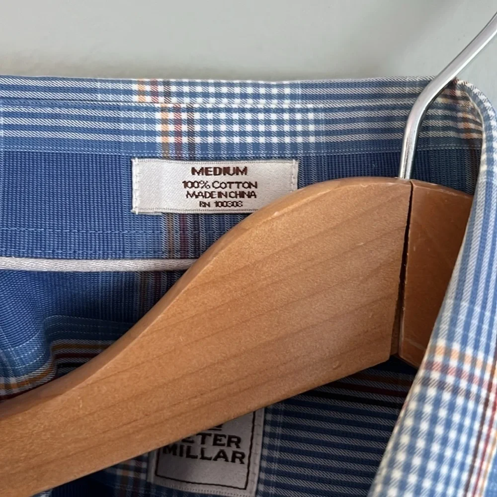 Peter Millar Men’s Blue and White Casual Short Sleeve Button Down Shirt Medium - Picture 7 of 9